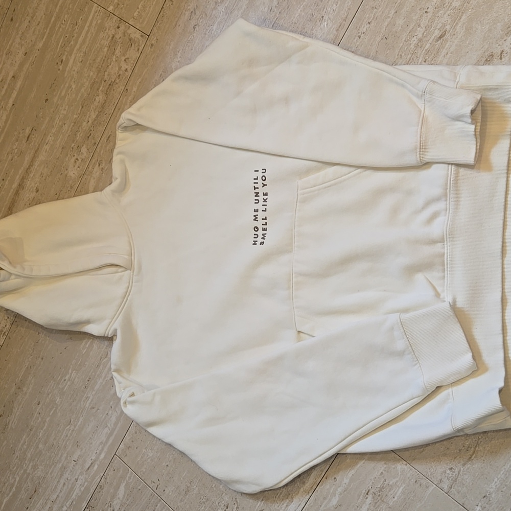 Grey Cloud Creamy White "Hug Me Until I Smell Like You" Hoodie